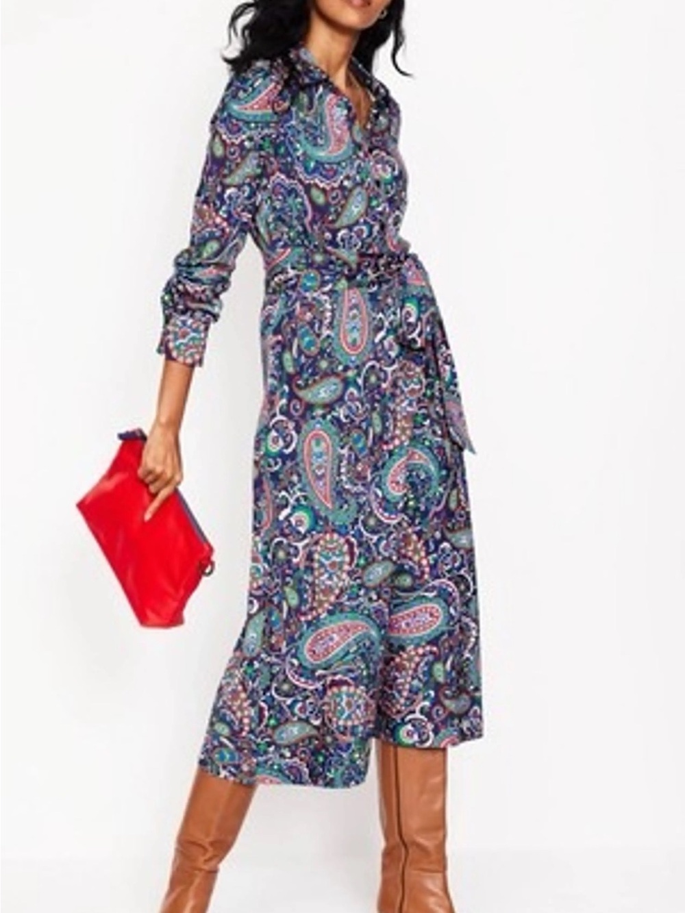 Boden Laura Jersey Midi Dress - Navy Paisley Paradise (EUC)